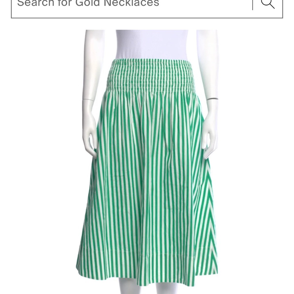 Clare V Zoe Striped Green Midi Skirt Sz S